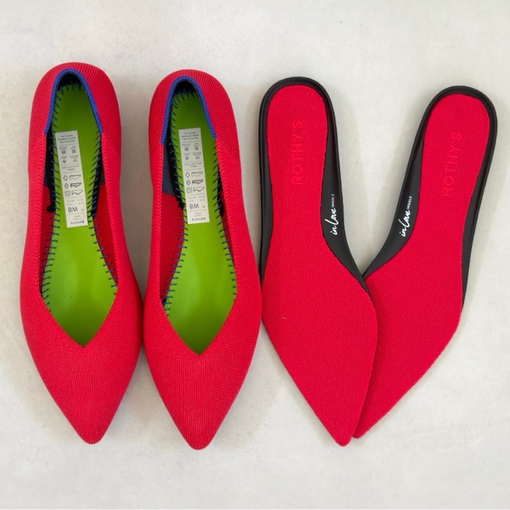 Rothy's The Point II Women's Slip On Pointed Ballet Flats Red Size 8 NEW - Picture 4 of 9